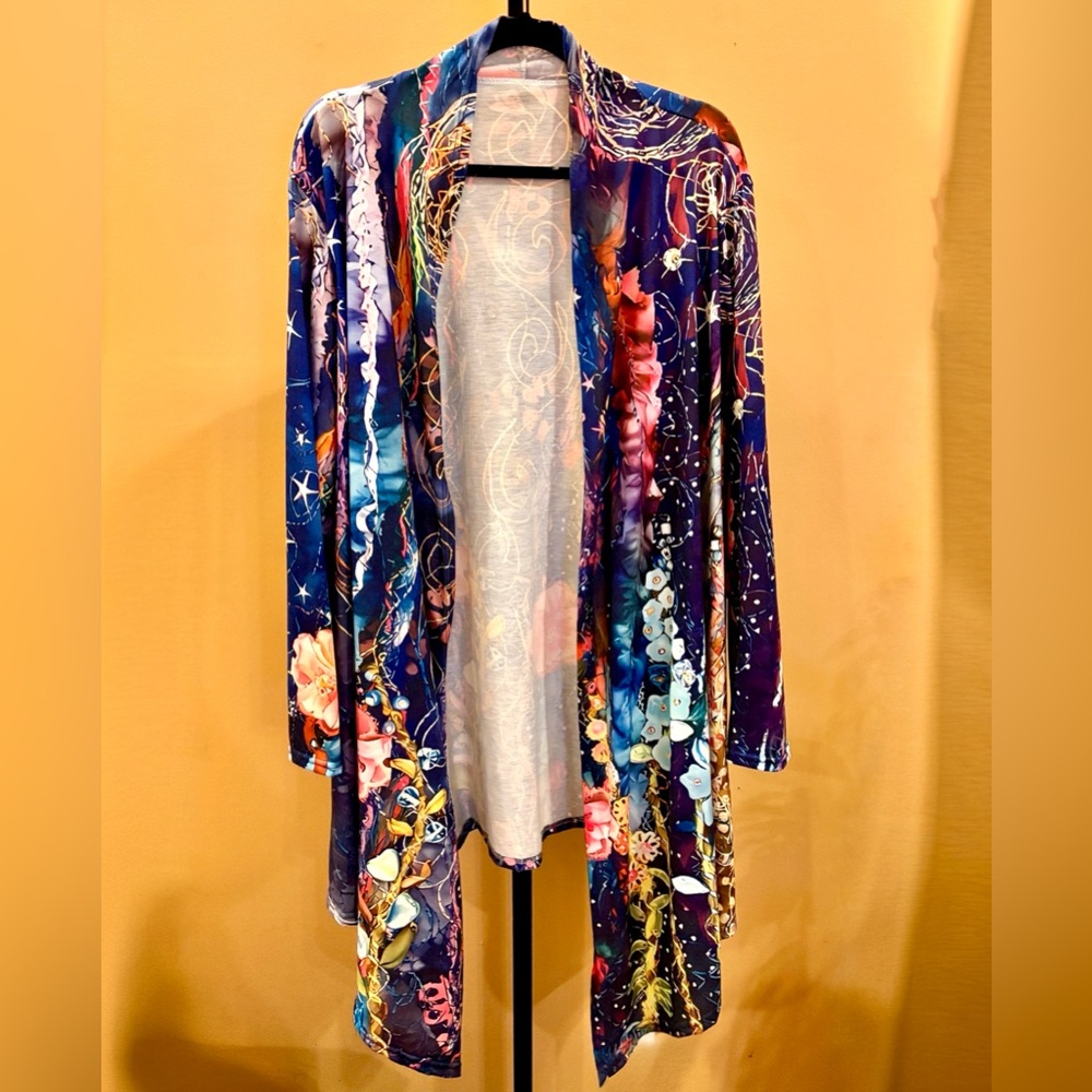 Colorful Women's Open Front Cardigan Size 3X